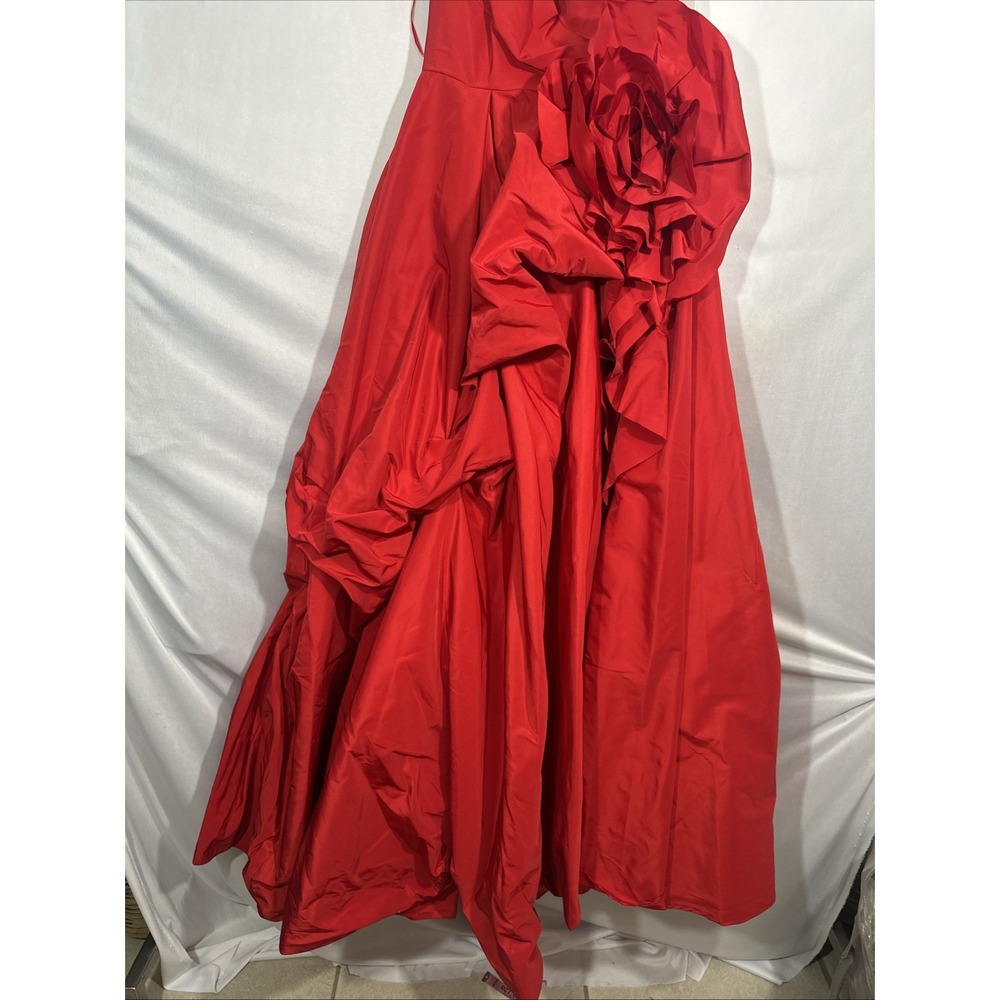 NEW MAC‎ DUGGAL [ 2 ] 11992 ONE SHOULDER Embellished Rosette Ball Gown in Red - Picture 11 of 16